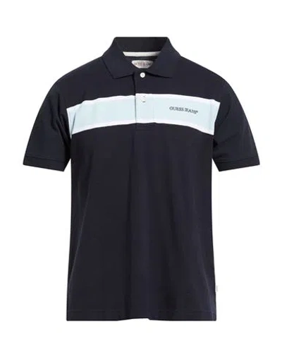 Guess Man Polo Shirt Midnight Blue Size M Cotton