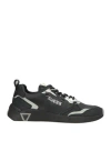Guess Man Sneakers Black Size 11.5 Leather, Synthetisches Material In Black