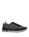 Guess Man Sneakers Dark Brown Size 9 Leather, Synthetisches Material In Black