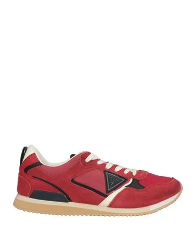 Guess Man Sneakers Tomato Red Size 10.5 Leather, Textile Fibers, Synthetisches Material