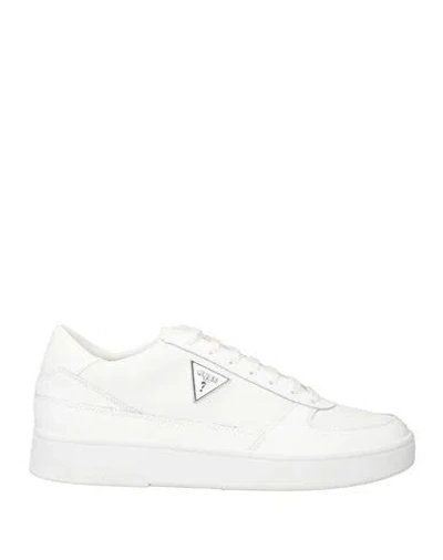 Guess Man Sneakers White Size 8 Textile Fibers, Leather