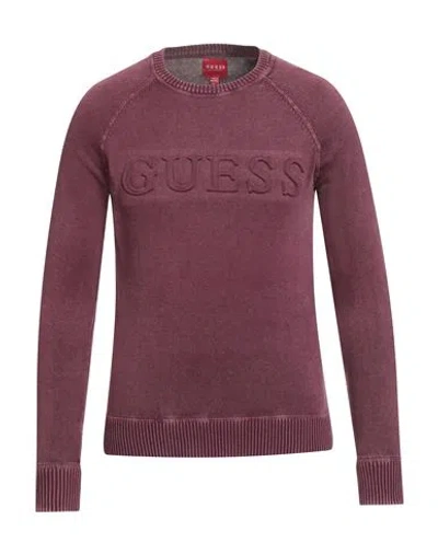 Guess Man Sweater Burgundy Size Xs Cotton In Red