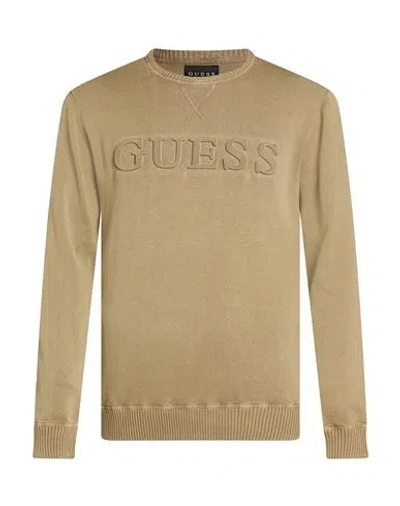 Guess Man Sweater Khaki Size L Cotton In Brown