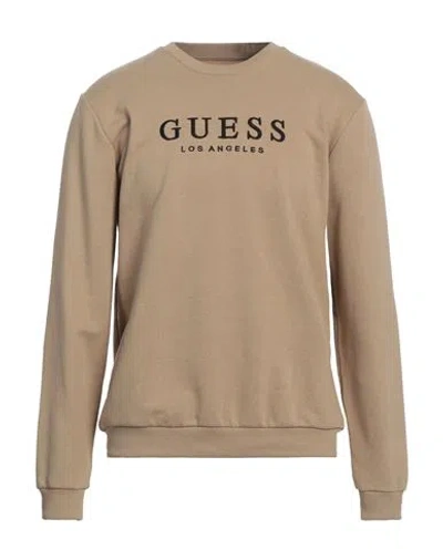 Guess Man Sweatshirt Beige Size L Cotton, Polyester
