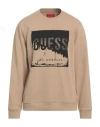 Guess Man Sweatshirt Beige Size L Cotton, Polyester