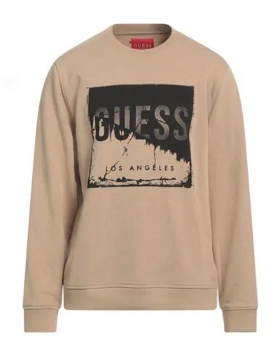 Guess Man Sweatshirt Beige Size L Cotton, Polyester