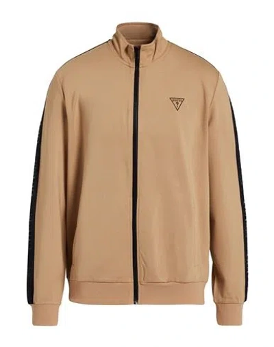 Guess Man Sweatshirt Beige Size L Viscose, Polyamide, Elastane In Brown
