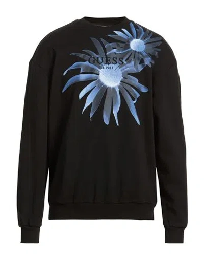 Guess Man Sweatshirt Black Size L Cotton, Elastane