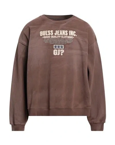 Guess Man Sweatshirt Brown Size Xl Cotton