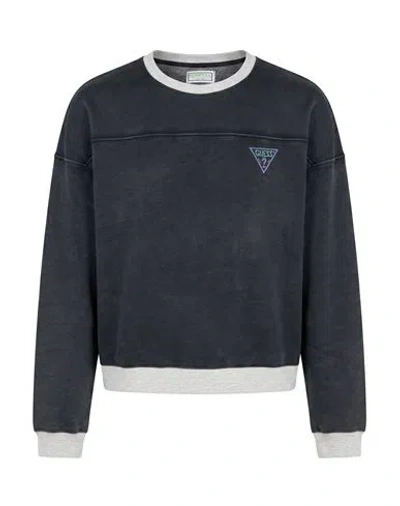 Guess Man Sweatshirt Charcoal Size M Cotton, Polyester In Black