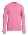 Guess Man Sweatshirt Fuchsia Size L Cotton In Pink