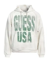 Guess Man Sweatshirt White Size 38 Cotton, Elastane In White