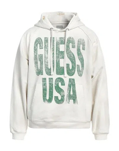 GUESS GUESS MAN SWEATSHIRT IVORY SIZE S COTTON, ELASTANE