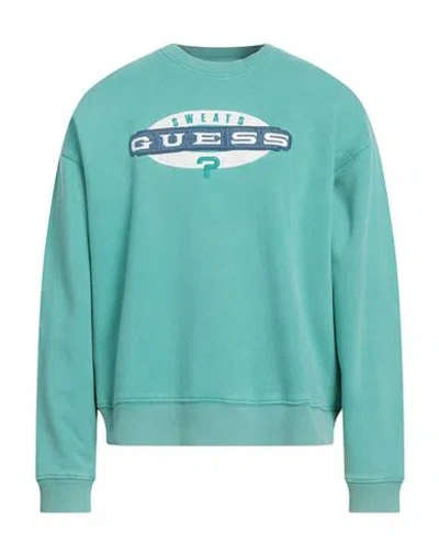 Guess Man Sweatshirt Light Green Size L Cotton, Polyester
