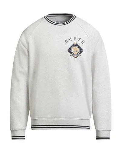 Guess Man Sweatshirt Light Grey Size L Cotton, Polyester In Gray