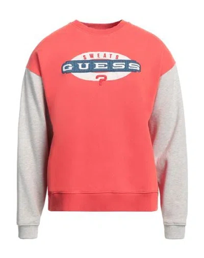 Guess Man Sweatshirt Red Size L Cotton, Polyester