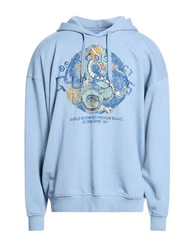 Guess Man Sweatshirt Slate Blue Size L Cotton, Polyester