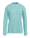 Guess Man Sweatshirt Turquoise Size L Cotton In Blue