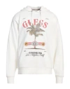 Guess Man Sweatshirt White Size M Organic Cotton In White