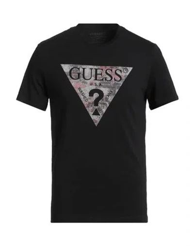 Guess Man T-shirt Black Size S Organic Cotton, Cotton, Elastane