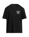 Guess Man T-shirt Black Size Xl Organic Cotton, Cotton In Black