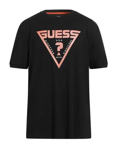 Guess Man T-shirt Black Size Xxl Cotton, Elastane