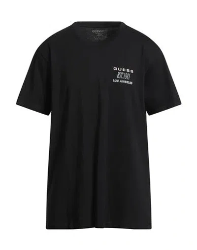 Guess Man T-shirt Black Size Xxl Organic Cotton, Cotton