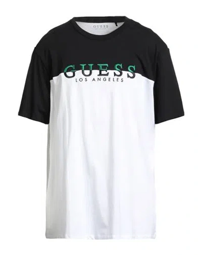 Guess Man T-shirt Black Size Xxxl Cotton, Polyester In Multi