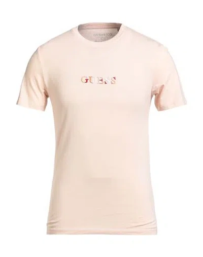 Guess Man T-shirt Blush Size L Organic Cotton, Cotton In Pink