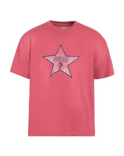 Guess Man T-shirt Brick Red Size L Cotton