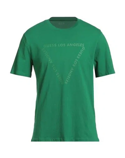 Guess Man T-shirt Green Size M Cotton, Organic Cotton