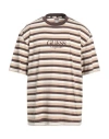 Guess Man T-shirt Khaki Size L Cotton In Beige