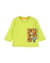 Guess Man T-shirt Lime Green Size 12 Cotton In Green
