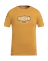 Guess Man T-shirt Marigold Size Xs Organic Cotton, Cotton, Elastane In Yellow