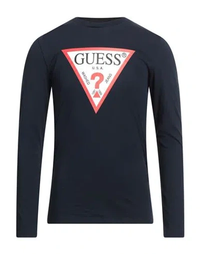 Guess Man T-shirt Midnight Blue Size Xs Cotton In Blue