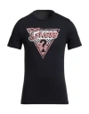 Guess Man T-shirt Midnight Blue Size Xs Organic Cotton, Cotton In Black