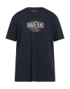 Guess Man T-shirt Midnight Blue Size Xxl Organic Cotton, Cotton, Elastane In Blue