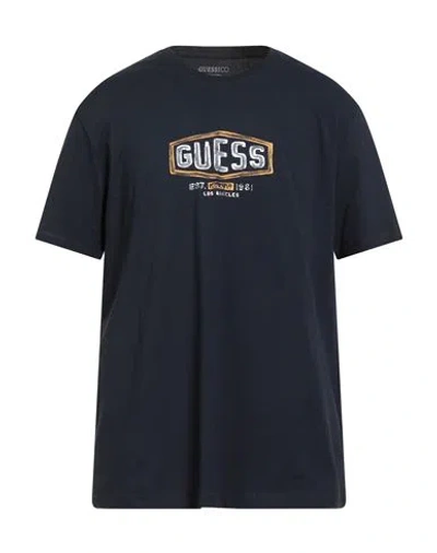 Guess Man T-shirt Midnight Blue Size Xxl Organic Cotton, Cotton, Elastane