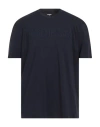 Guess Man T-shirt Navy Size Xxl Cotton, Elastane, Organic Cotton In Blue