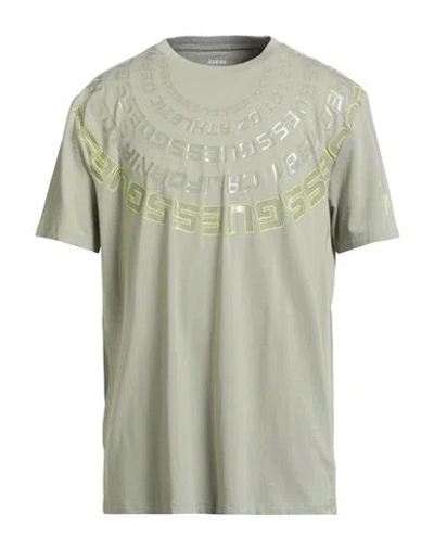 Guess Man T-shirt Sage Green Size Xxl Organic Cotton, Modal, Elastane In Gray