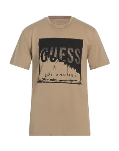 Guess Man T-shirt Sand Size L Cotton, Polyester