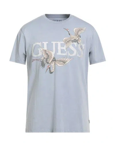 Guess Man T-shirt Sky Blue Size L Cotton