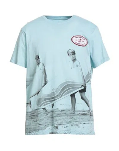 Guess Man T-shirt Sky Blue Size M Cotton