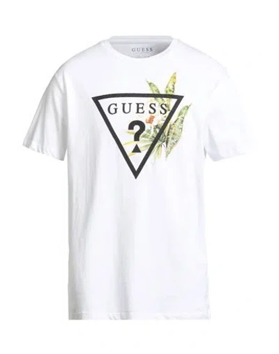 Guess Man T-shirt White Size M Cotton In Multi