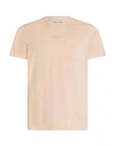 Guess Man T-shirt Beige Size M Cotton In Neutral