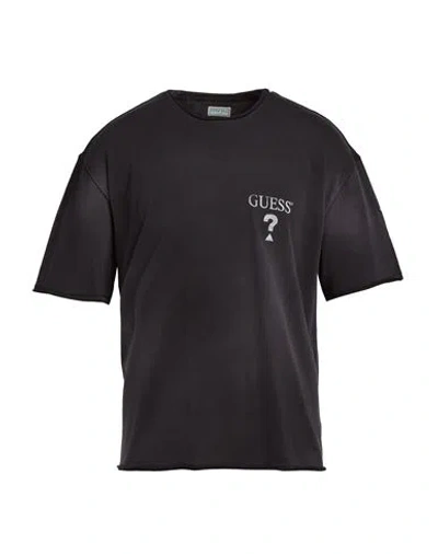 Guess Man T-shirt Charcoal Size L Cotton In Black