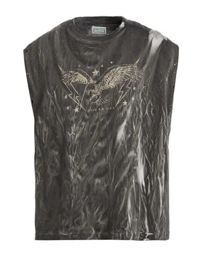 Guess Man T-shirt Charcoal Size L Cotton In Gray