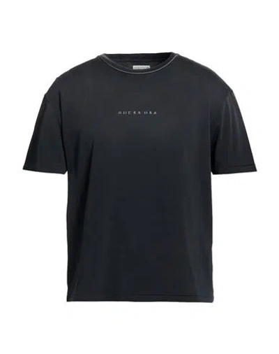 Guess Man T-shirt Charcoal Size L Cotton In Black