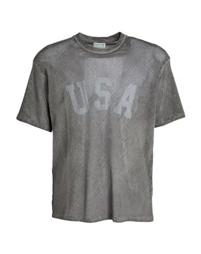 Guess Man T-shirt Grey Size L Cotton In Gray
