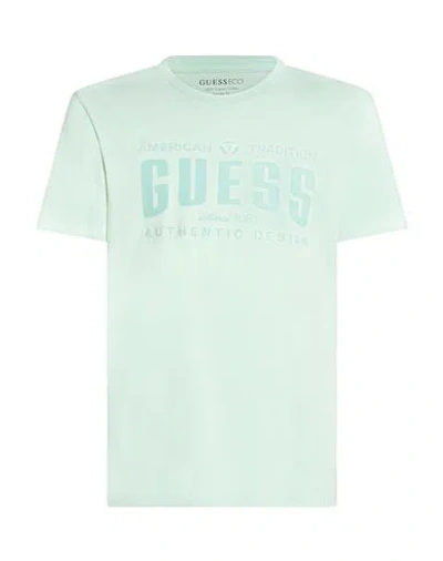 Guess Man T-shirt Light Green Size L Organic Cotton
